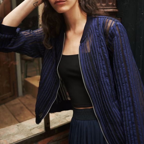 NWT Zara striped organza bomber jacket - Picture 2 of 3